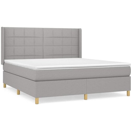  Krevet s oprugama i madracem svjetlosivi 180x200 cm od tkanine Slike