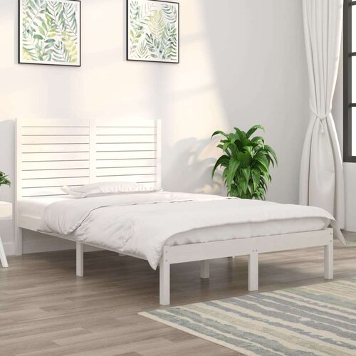  Posteljni okvir bel iz trdnega lesa 120x190 cm 4FT, (20904213) Slike