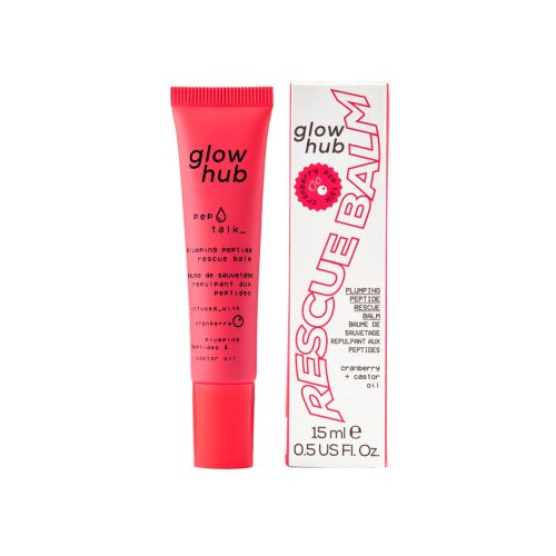 GLOW HUB balzam za ustnice - Pep Talk Plumping Peptide Rescue Balm - Cranberry Cene