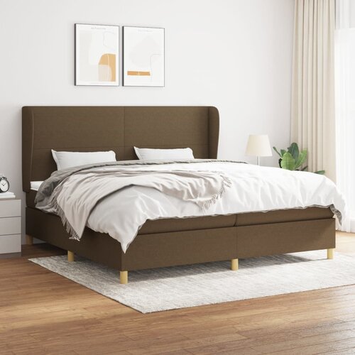 The Living Store Box spring postelja z vzmetnico temno rjav 200x200 cm blago - Box Spring Postelja, (21518534) Cene