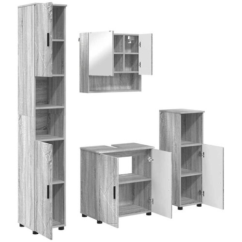  Set namje&amp;scaron;taja za kupaonicu 4 kom. Siva Sonoma 61 x 35 x 64 cm Slike