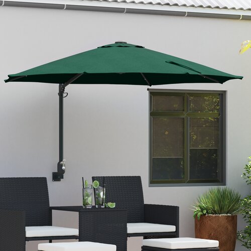 VidaXL Zidni vrtni suncobran s LED-ima Zeleni 248 cm Slike