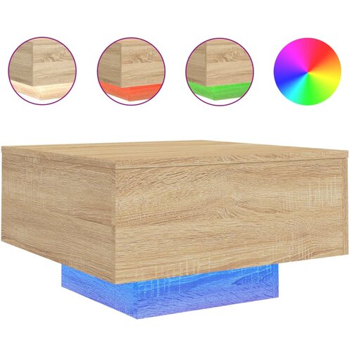 Maison Chic Klubska mizica - kavna mizica - Nizka mizica z LED lučmi sonoma hrast 55x55x31 cm, (21752106) Slike