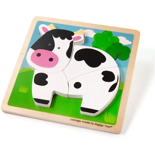 Bigjigs Toys Chunky Lift-Out Puzzle Cow aktivnostna vstavljanka iz lesa 12 m+ 1 kos