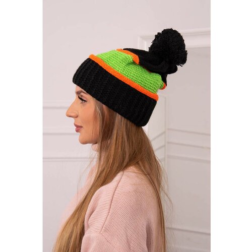 Kesi Women's cap Kinga K297 black + neon green + orange Slike