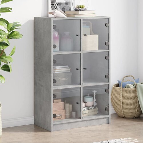 vidaXL Visoka omara z vrati betonsko siva 68x37x109 cm inženirski les Cene
