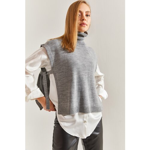 Bianco Lucci Women's Turtleneck Belt Tie Knitwear Sweater Slike