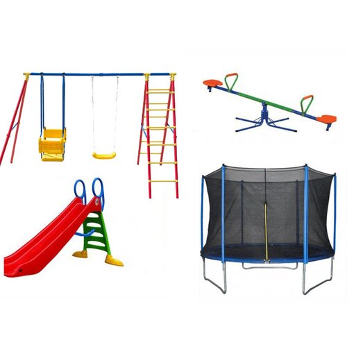  Dečiji komplet za dvorište ( Playground 3 ) Trambolina + Ljuljaška + Tobogan + Klackalica Cene