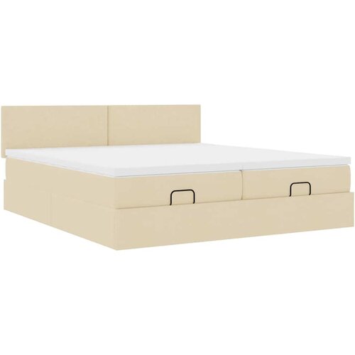 vidaXL Otomanski posteljni okvir z vzmetnicami krem 200x200 cm blago, (21609992) Cene