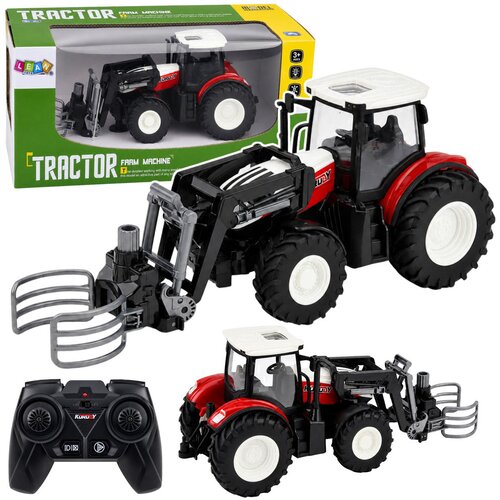 Rc Red Remote Controlled Agricultural Tractor with Bale Gripper 1:24 Slike