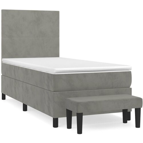 Maison Chic Box spring postelja - Vzmetna postelja z vzmetnico svetlo siva 100x200 cm žamet SL20634, (21893524) Slike