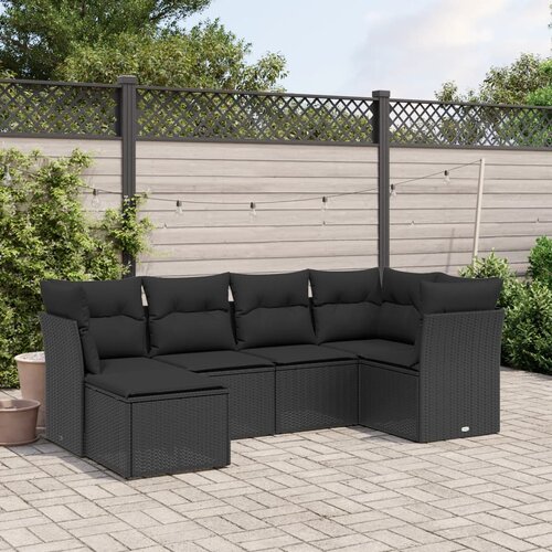 vidaXL 6-dijelni set vrtnih sofa s jastucima crni od poliratana Cijene