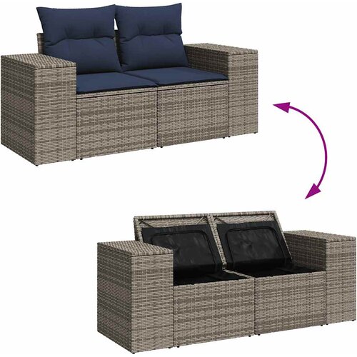  6-dijelni set vrtnih sofa poliratan i bagrem s jastucima sivi Slike