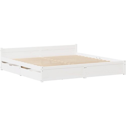 vidaXL Posteljni okvir s predali bel 150x200 cm trdna borovina, (21303724) Cene