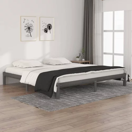  za krevet od masivne borovine sivi 200 x 200 cm