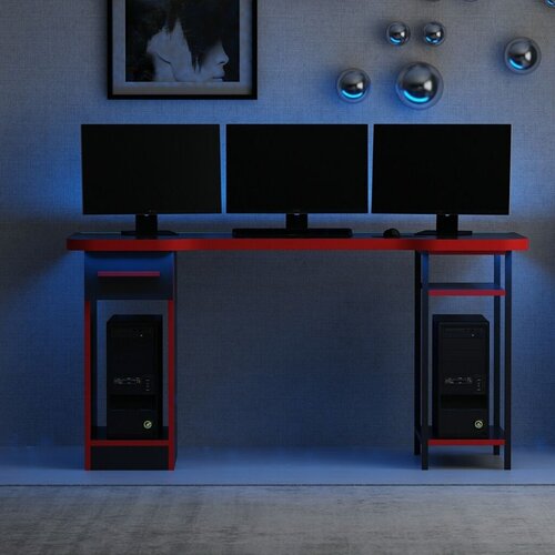 Hanah home Gaming sto Phoenix 6, 150x78x60 cm, Crveno-crni Cene