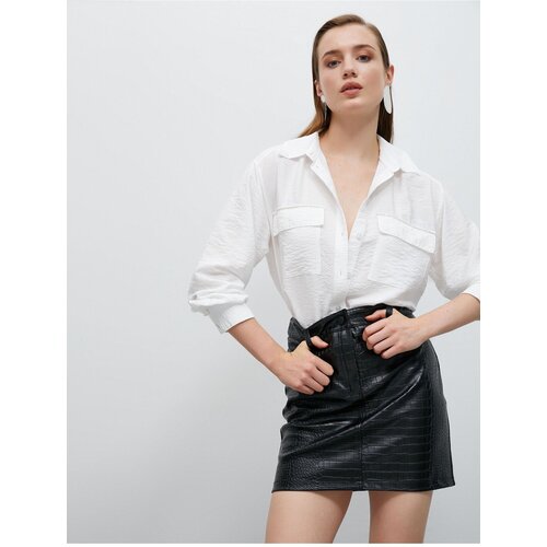 Koton Crocodile Leather Look Mini Skirt Slike