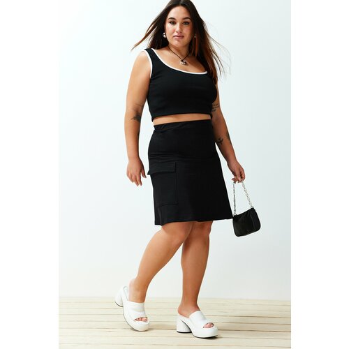 Trendyol Curve Black Pocketed Mini Knitted Skirt Slike