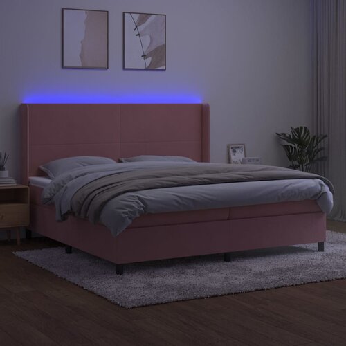 Krevet box spring s madracem LED ružičasti 200x200cm bar&amp;scaron;unasti Slike