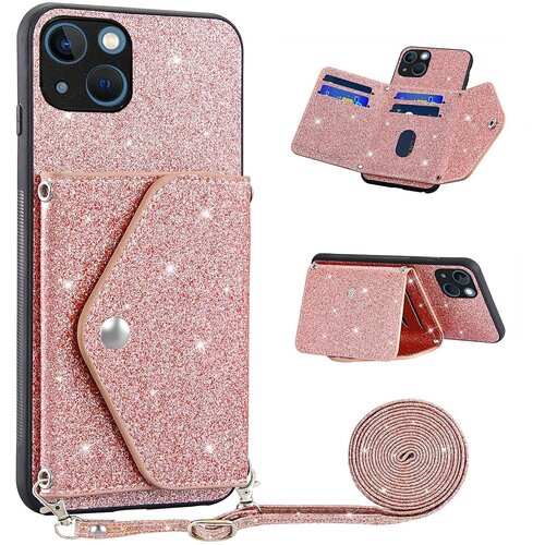 INORCO Ovitek iz PU usnja + TPU za iPhone 13 mini 5,4 inčni trikotni ovitek za telefon s stojalom za kartice, (22036884) Slike