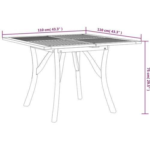  Vrtni stol 110 x 110 x 75 cm od masivnog bagremovog drva Slike