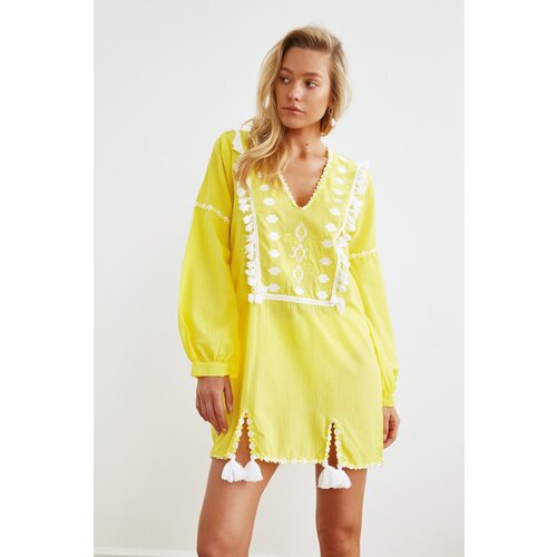 Trendyol Yellow Tasseled Ethnic Voile Beach Dress Cijene