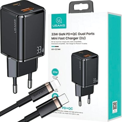 Usams OMREŽNI POLNILEC 1XUSB-C 1XUSB PD 33W QC3.0 ZA LIGHTNING, (21974889) Cene