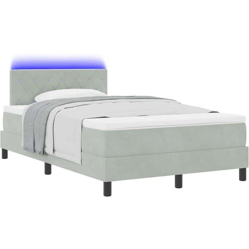 VidaXL Kutna Podnica s Madracem &amp;amp; LED Svjetlom Svjetlosiva 120x190 cm Bar&amp;scaron;un Slike