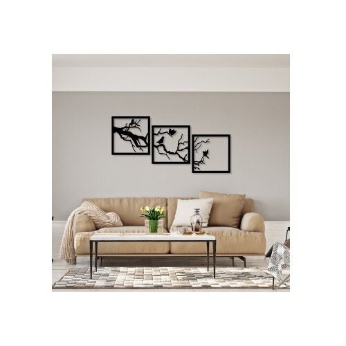 Wallxpert Zidna dekoracija Bough Trio B, 45x45 cm, Crna Slike