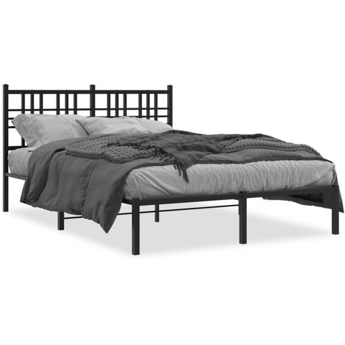 Maison Chic Kovinski Posteljni okvir - Dvoposteljna postelja - Zakonska postelja z vzglavjem črn 140x200 cm, (21693227) Slike