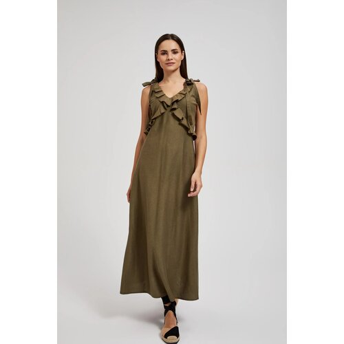 Moodo Women&amp;#039;s dress with ruffles - khaki Slike