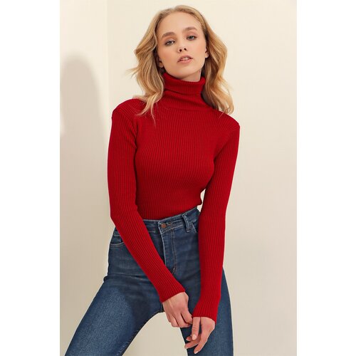 Trend Alaçatı Stili Sweater - Burgundy - Fitted Cene