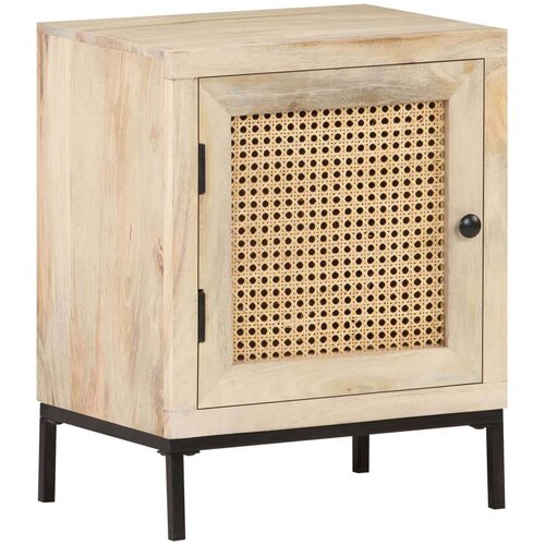 VidaXL Noćni ormarić 40x30x50 cm masivno drvo manga i prirodna trska Slike