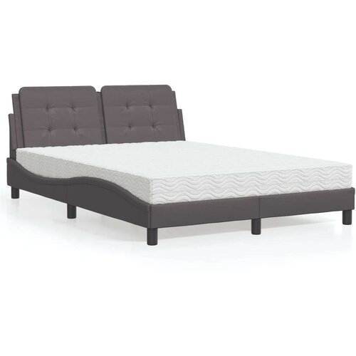  Krevet s madracem sivi 140x190 cm od umjetne kože Slike