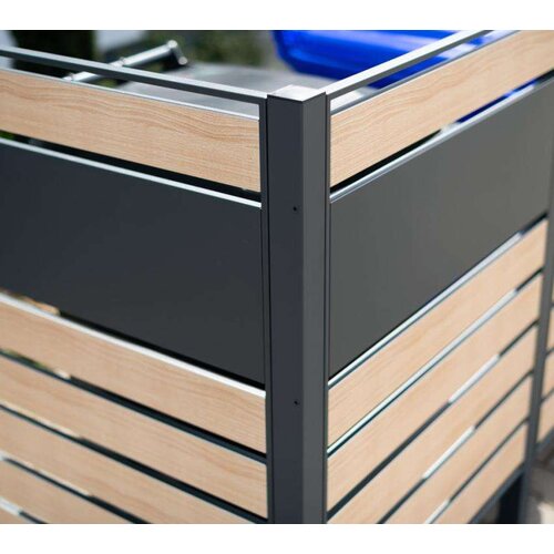 WESTMANN metalna obloga za 3 kante za smeće Planum | 3x240L | Drveni izgled | 250x90x120 cm - BRANDED IN GERMANY Slike