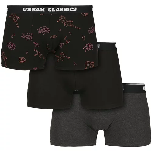 Urban Classics Bokserice siva / tamno roza / crna