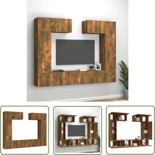 The Living Store Komplet TV omaric 6-delni dimljen hrast inženirski les - Komplet TV Omaric, (21738268) Cene