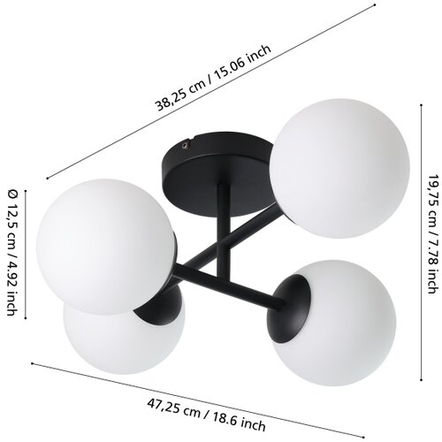 Eglo 902094 - LED plafonska svetiljka za kupatilo CASTROVIDO 4xG9/4,2W/230V IP44 crna Slike
