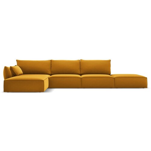 Mazzini Sofas Gorčično rumena žametna kotna sedežna garnitura z ležalnikom (levi kot) Vanda – Cene