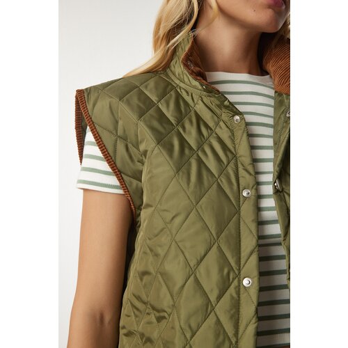  Women&amp;#039;s Khaki Pocket Quilted Vest Slike