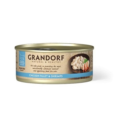 Grandorf Cat konzerva za mačke Grain Free - Pileće grudi & &scaron;kampi 70g Cene