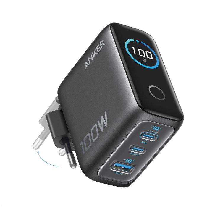 Anker 100W GaN Smart Display 3-portni punjač, tamno siva Cene