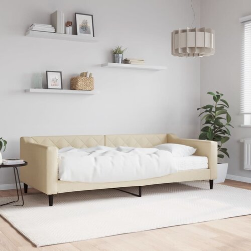  Dnevni krevet s madracem krem 90 x 200 cm od tkanine Cijene