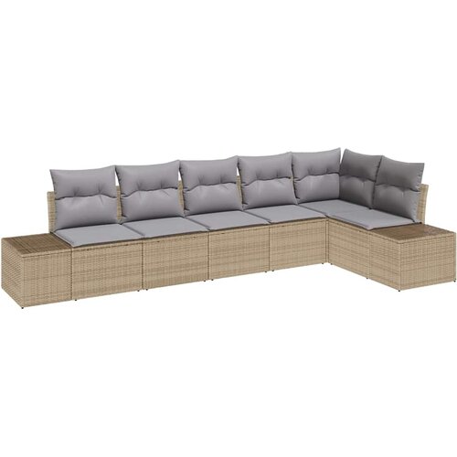  Sjedeća garnitura za vrt 6 kom. Bež i svijetlo siva poliratan 319 x 154 x 69 cm Slike