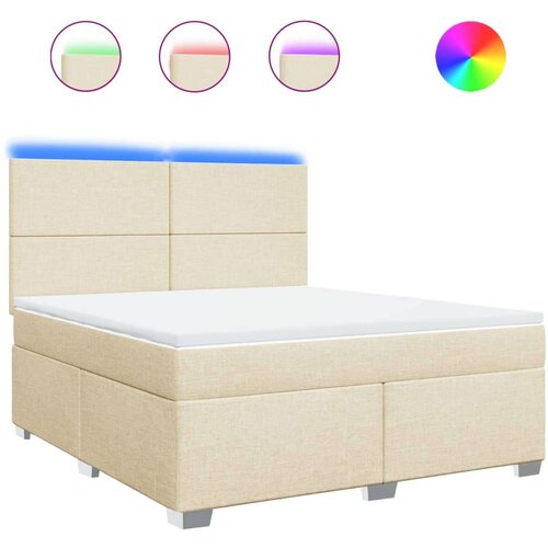 VidaXL Krevet s oprugama i madracem krem 180x200 cm od tkanine Slike