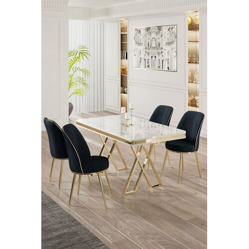 Hanah home Set Trpezarijski sto i 4 stolice, Teget-bijela Cijene