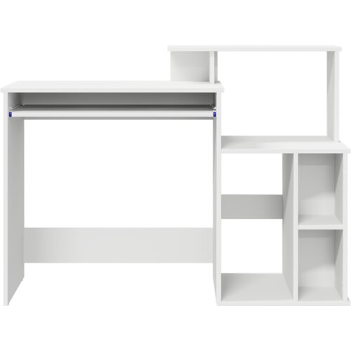 VidaXL Miza s shranjevanjem Bela 120.5x44x88.5 cm Iverna plo&amp;scaron;ča Slike