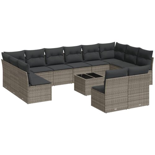  13-dijelni set vrtnih sofa od poliratana s jastucima sivi Siva Slike
