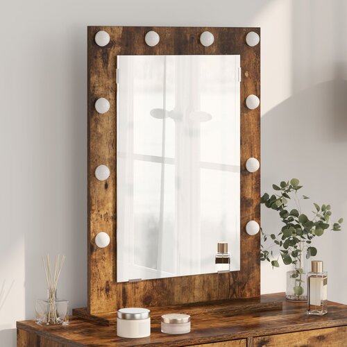 VidaXL ogledalo za toalet Dimljeni hrast Drvo, Staklo 70 x 50 x 18 cm Slike