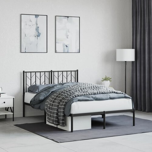 vidaXL Metalni okvir za krevet s uzglavljem crni 120x200 cm Cene